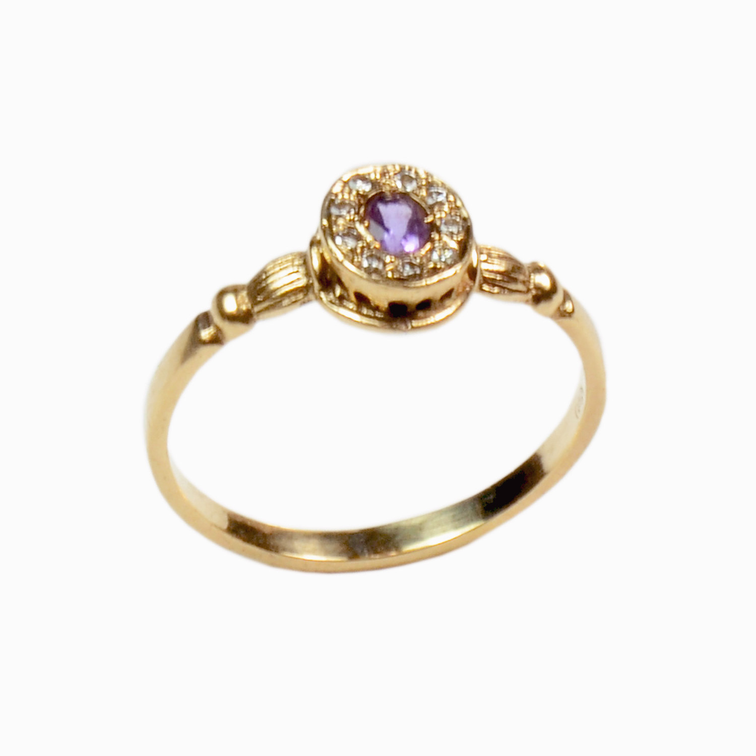 9kt Diamond/Amethyst-0.2ctw Ladies Gold Ring