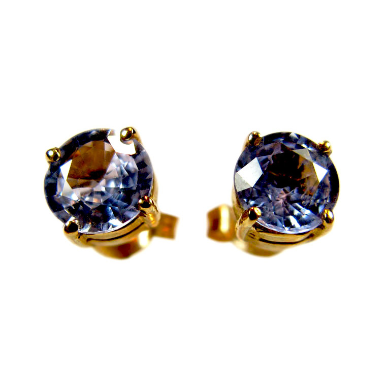 Sri Lankan quality Ceylonese sapphires set in solid 9 carat gold pierced earrings