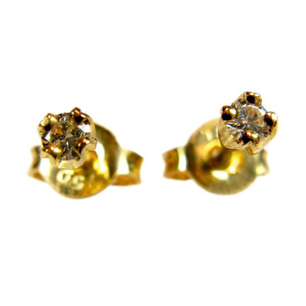 18 carat solid gold high quality diamond pierced earrings