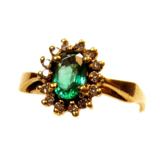 18kt Diamond/Emerald 0.52ctw Ladies Gold Ring