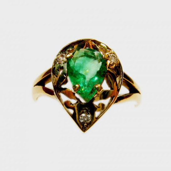 18kt Diamond/Emerald 1.0ctw Ladies Gold Ring