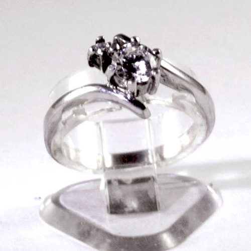 Ladies sterling silver ring with two dazzling cubic zirconiums