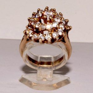 Sterling Silver gold plated ladies zirconium cluster dress ring
