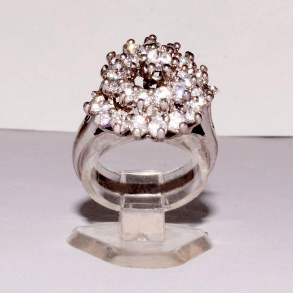 Sterling Silver ladies zirconium cluster dress ring