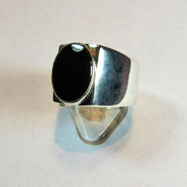 Mens Sterling Silver Ring with Black Onyx