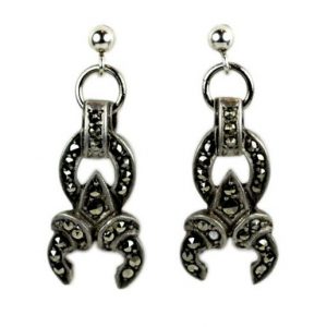 Sterling Silver art deco marcasite earrings in the true Gothic tradition